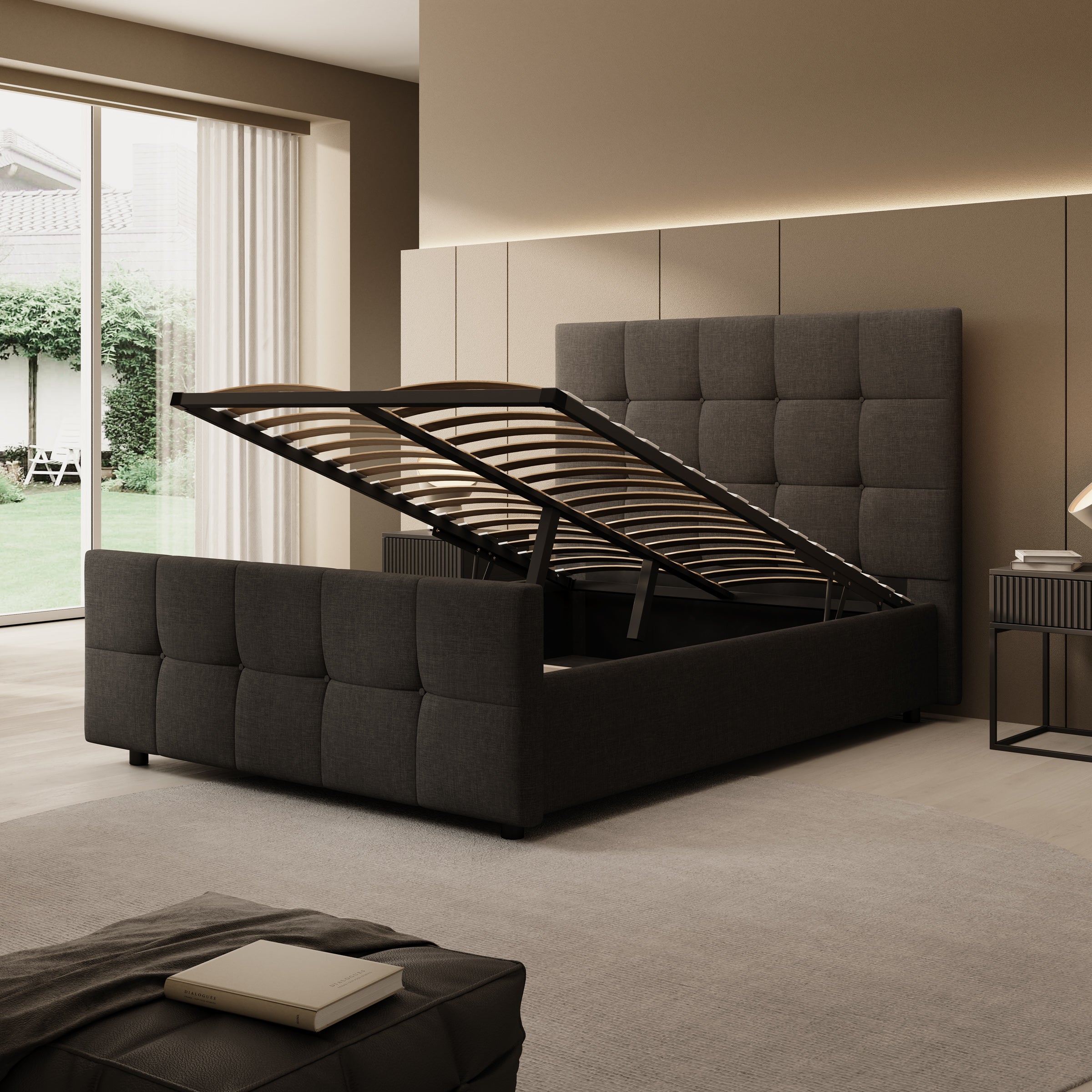 Verano - Tweepersoonsbed - Stof zwart - 140x200 cm