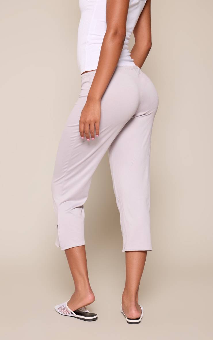 Gris Pantalon Court En Jersey Doux