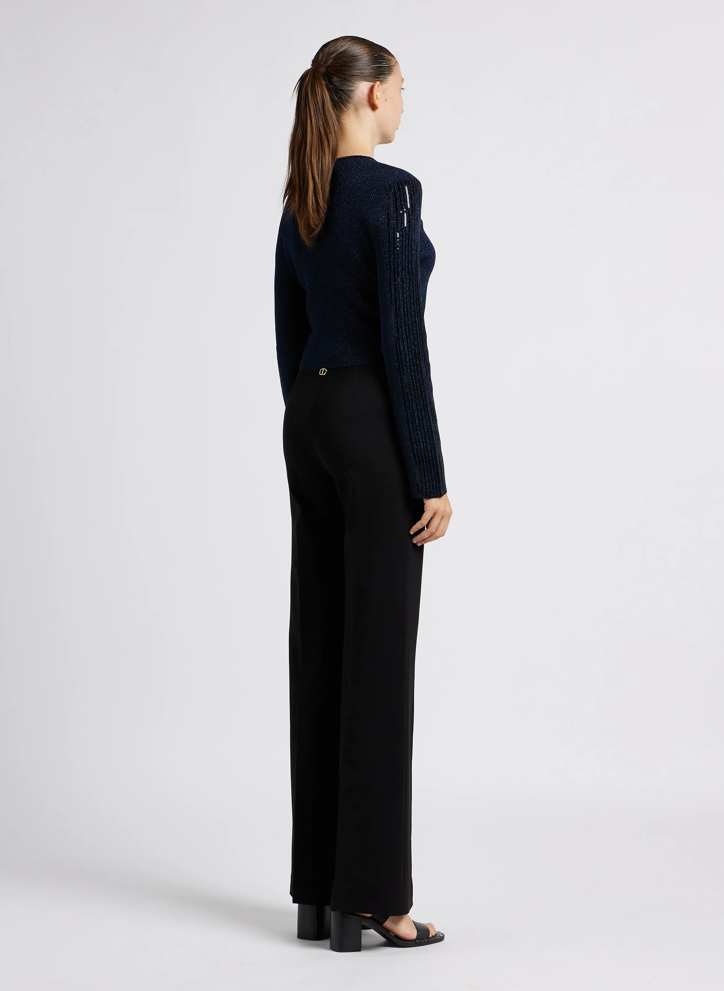 Gilet col rond détails fantaisies | Bleu