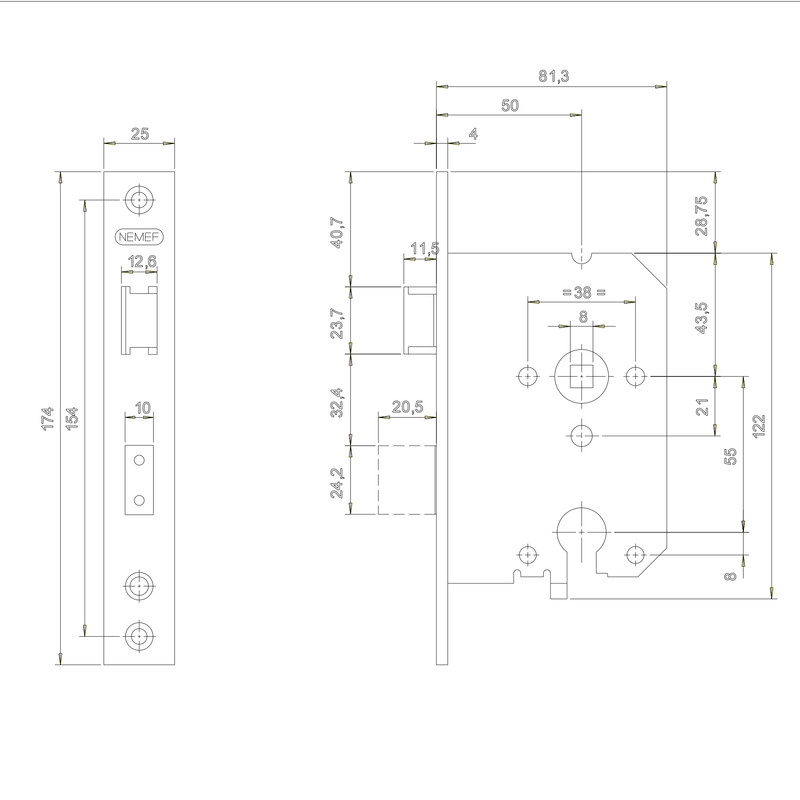 Nemef veiligheids cilinderslot SKG** 4119/17-50 PC55