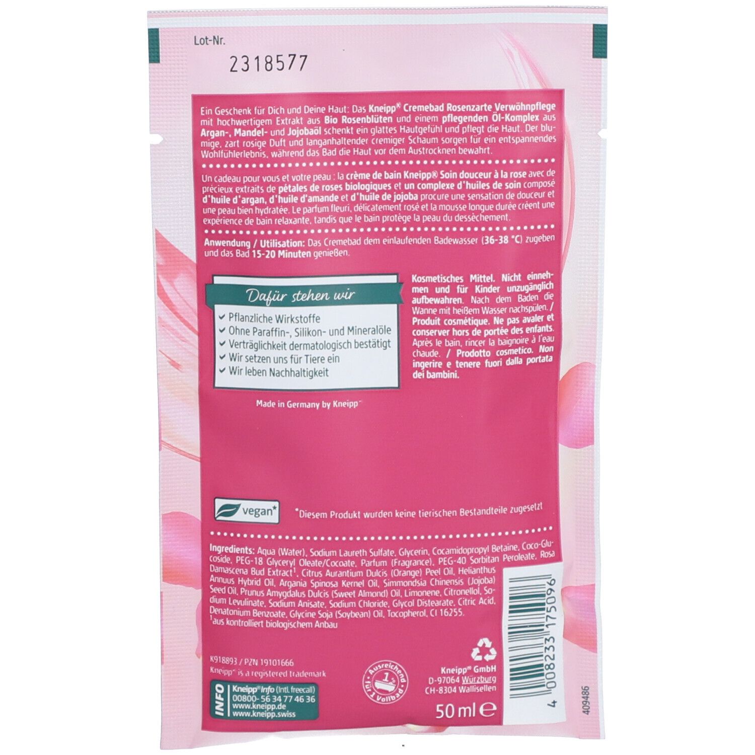 Kneipp Cremebad Rosenzarte Verwöhnpflege