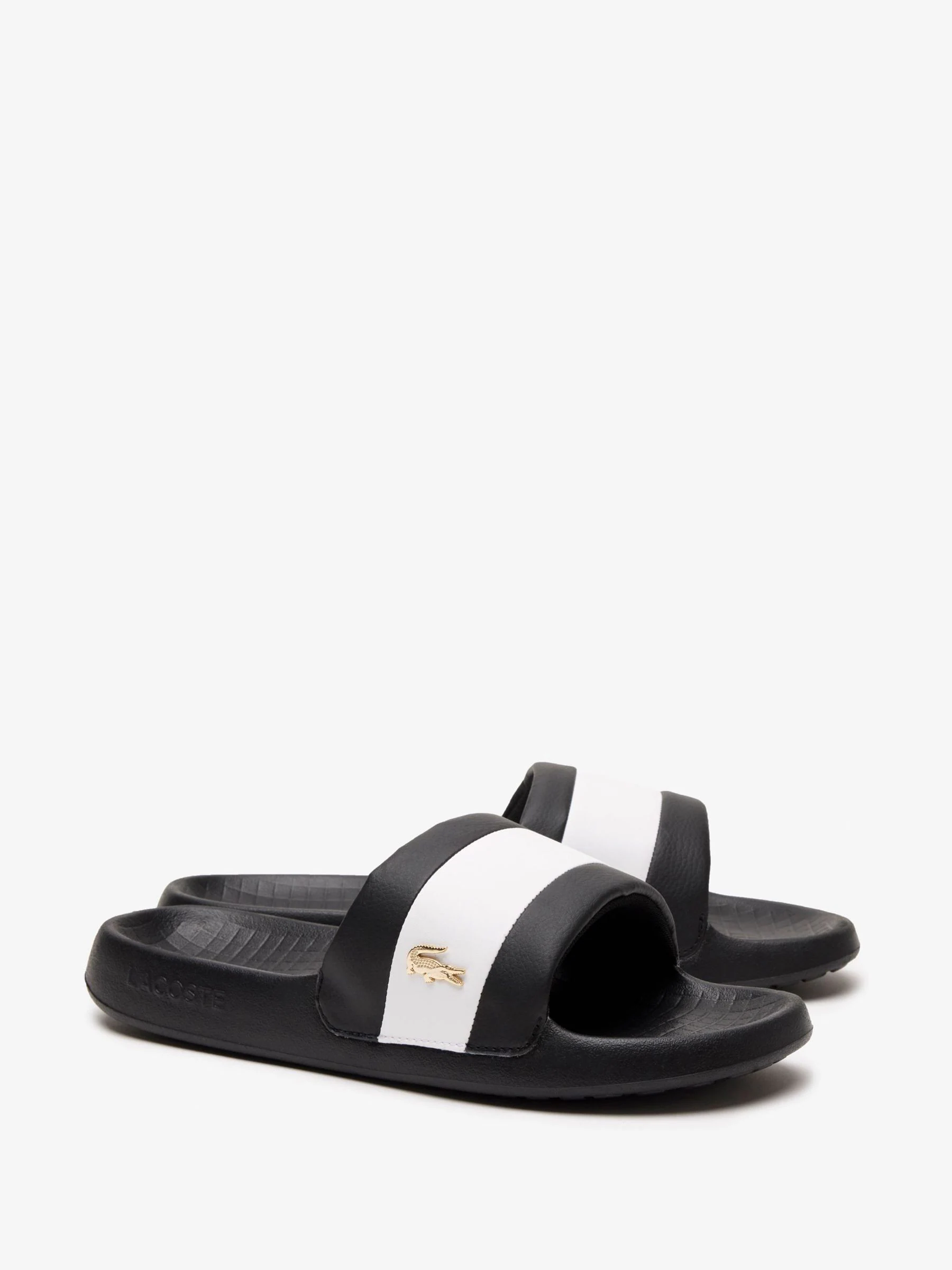 Antraciet zwart - Lacoste Logo Strepen Sandalen