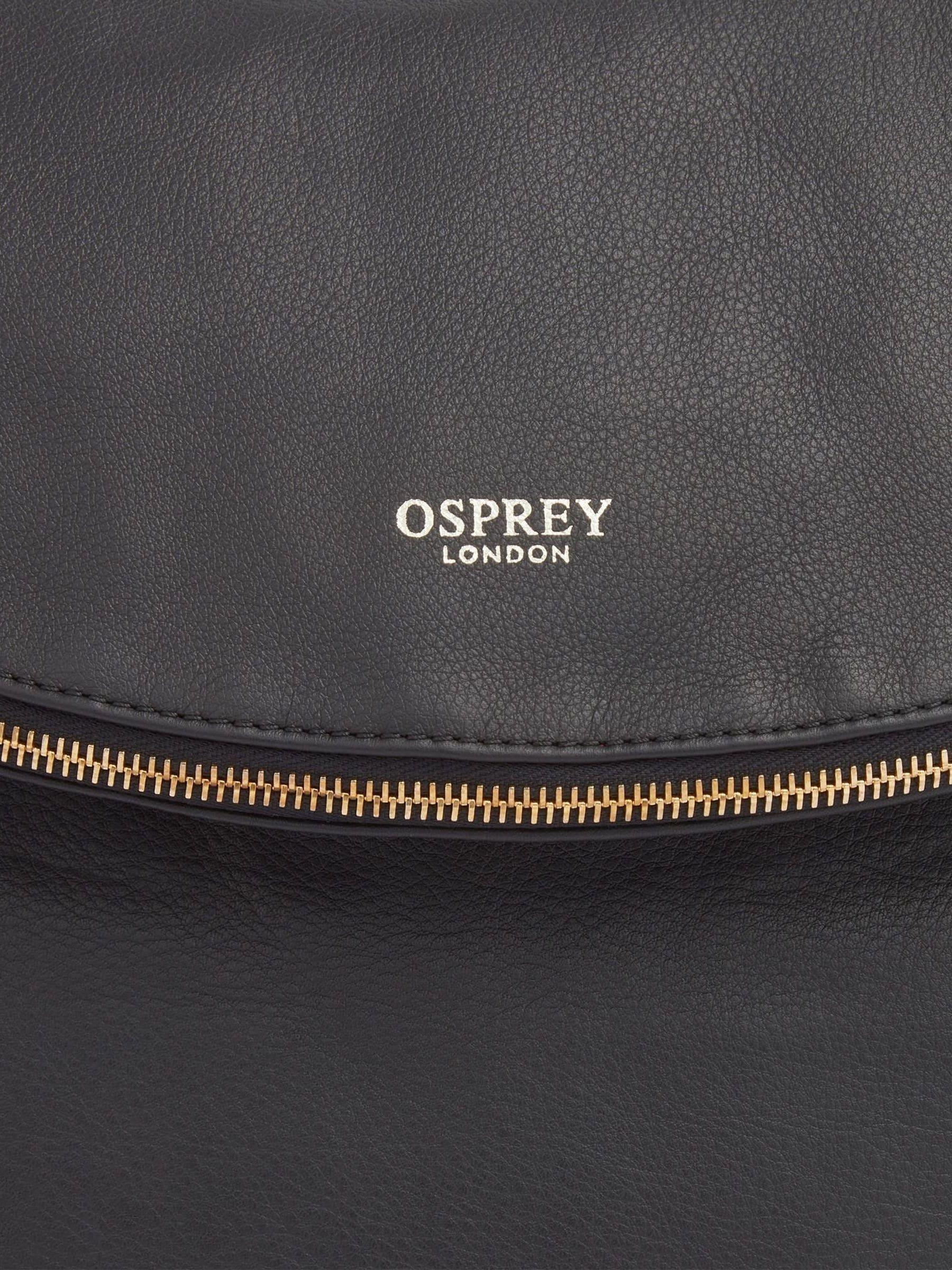 Zwart - OSPREY LONDON - Grote omvormbare Milano crossbodytas van Italiaans leer