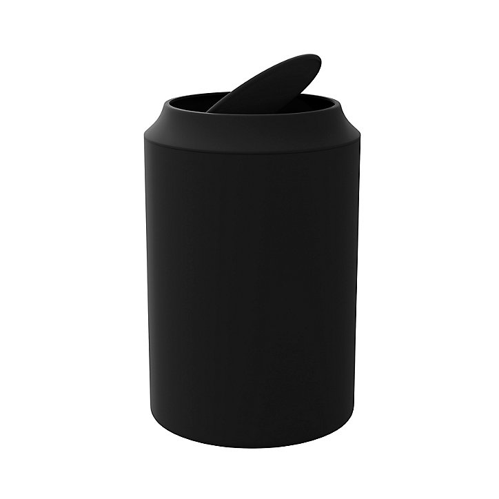 Poubelle de salle de bains ronde 5 litres GoodHome Kina en polystyrène coloris noir Ø21 x H.28 cm