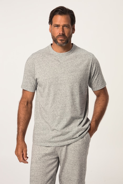 T-Shirt, Halbarm, Melange-Jersey, Rundhals