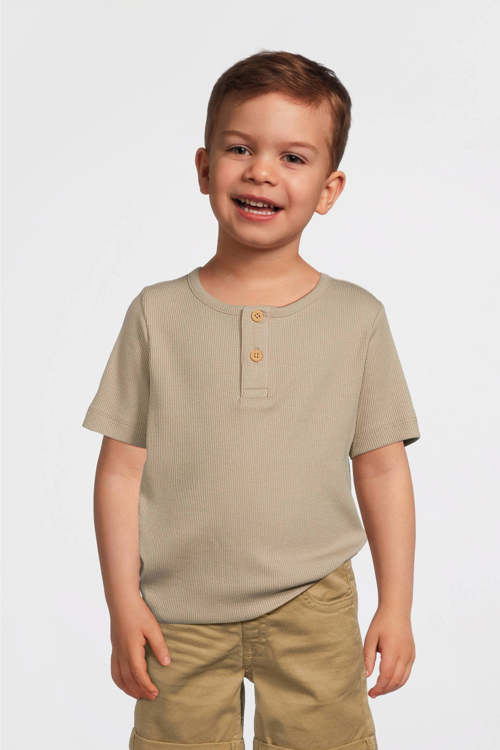 NAME IT ribgebreid T-shirt NMMKAB zand