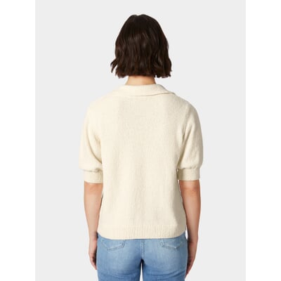 Damen-Strickpolo Bouclé, Naturweiß
