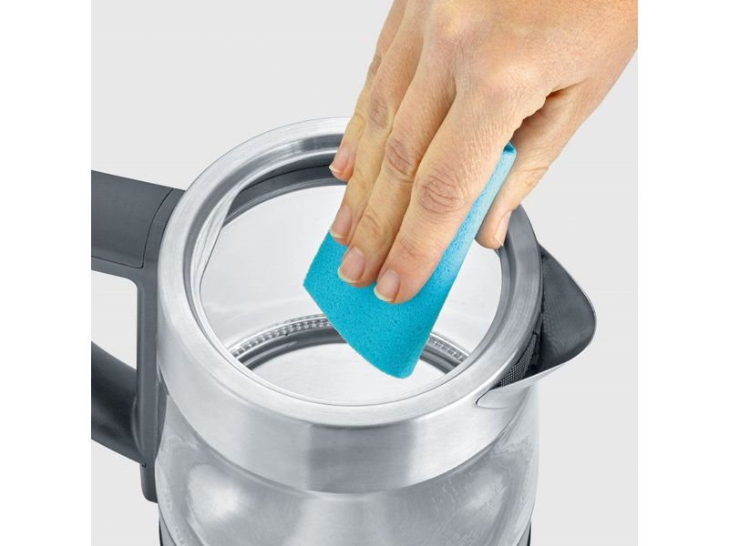 Severin Wasserkocher Delux Mini WK 3473 1 l, Silber/Transpa Glaswasserkocher