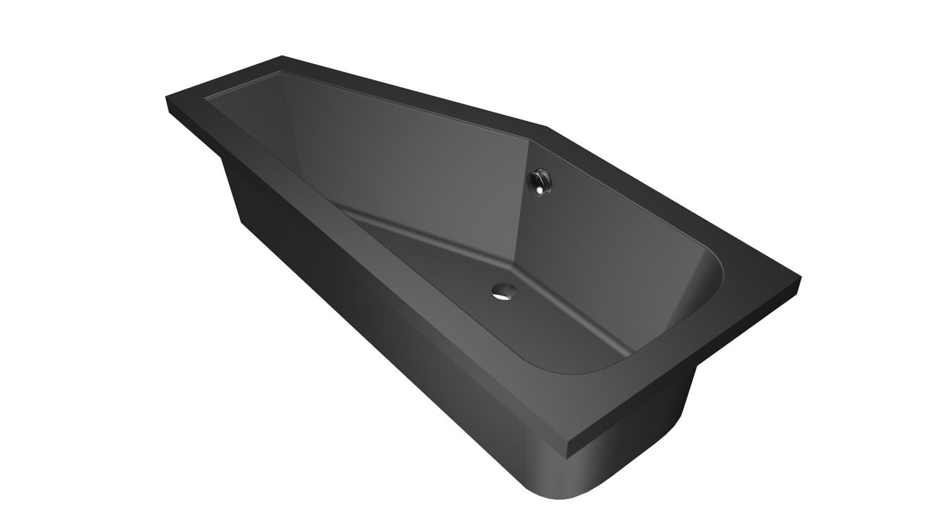 Xenz Lagoon Compact badkuip links 170x75x45cm ebony mat zwart