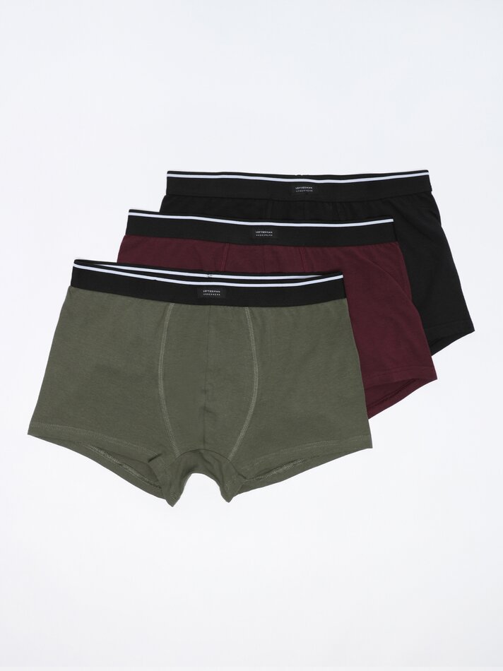 Pacote com 3 cuecas boxer lisas - Cáqui escuro
