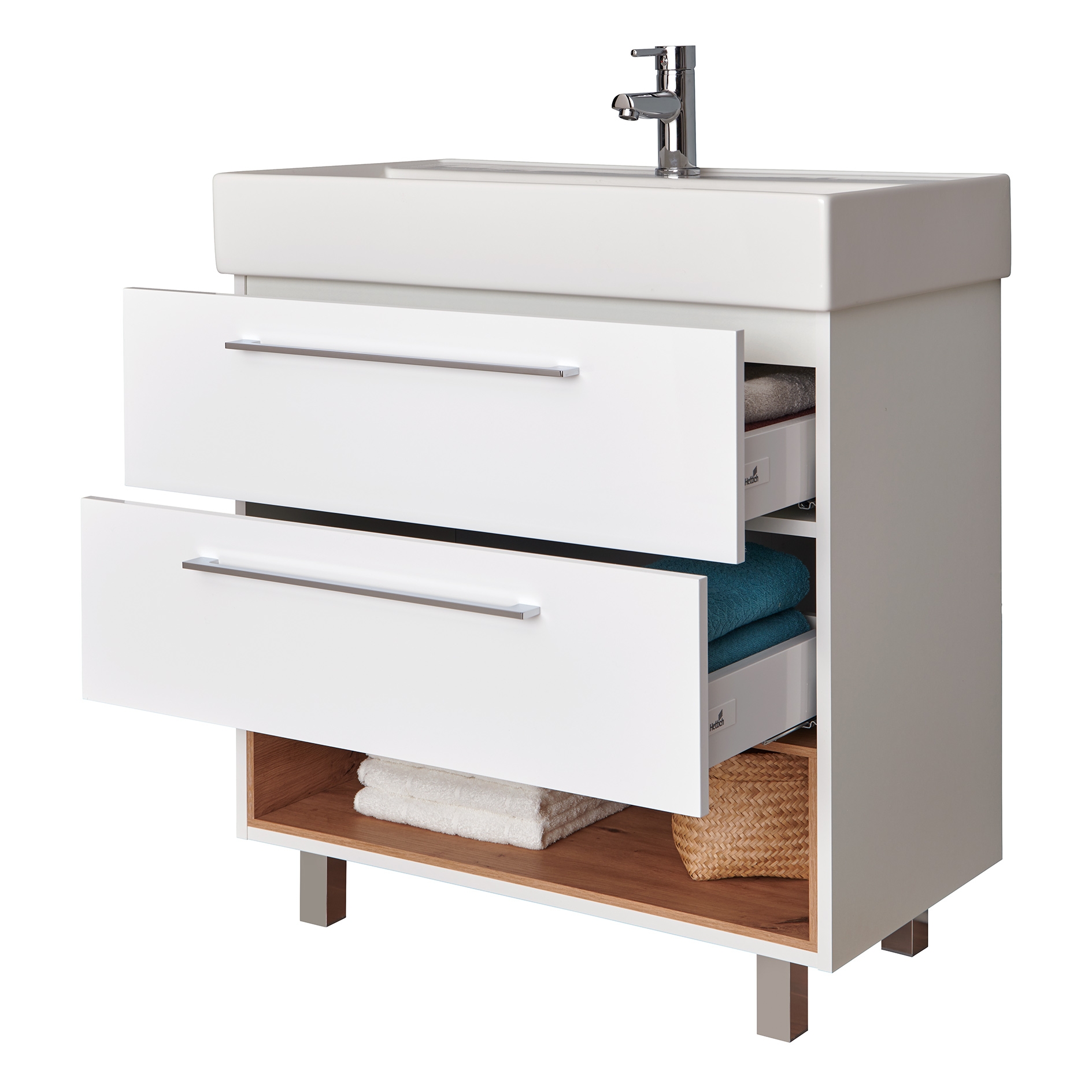 Waschbeckenunterschrank - weiß - Artisan Eiche - 80 cm