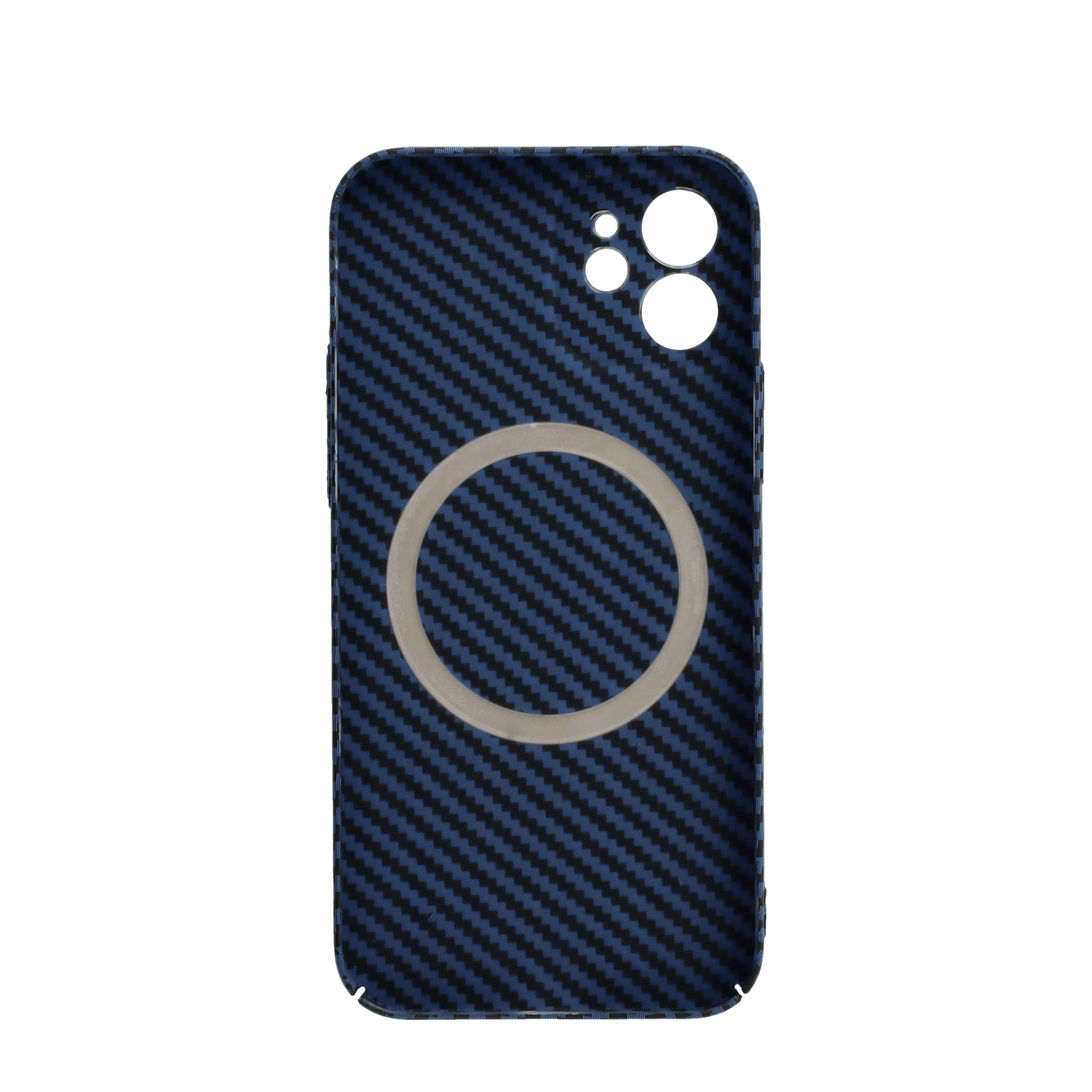 iPhone 12 MagSafe Hardcase Hülle im Carbon Look - Blau