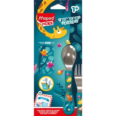 Set de 2 couverts MINIZ pour enfants – Design Jungle Fever – Pratiques et ludiques