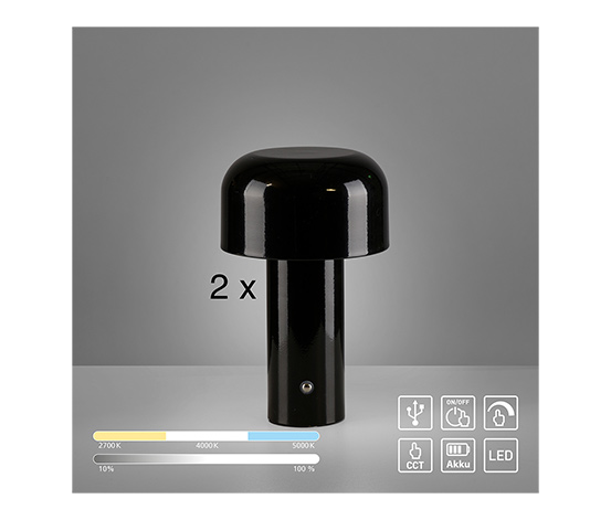 Paul Neuhaus LED-Akku-Tischleuchte »Agnes«, 2er-Set, schwarz