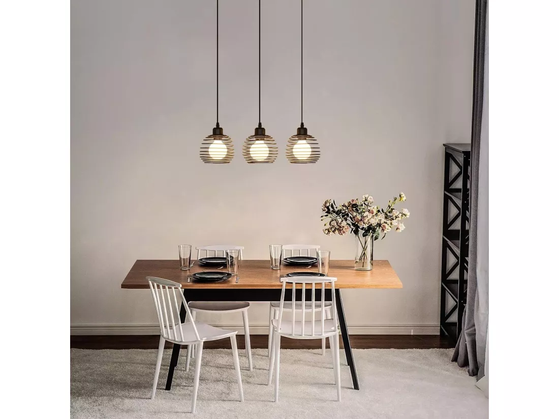 NETTLIFE Suspension de table Vintage noir Lampe de table E27 Lampe de salle à manger Rétro cuisine industrielle