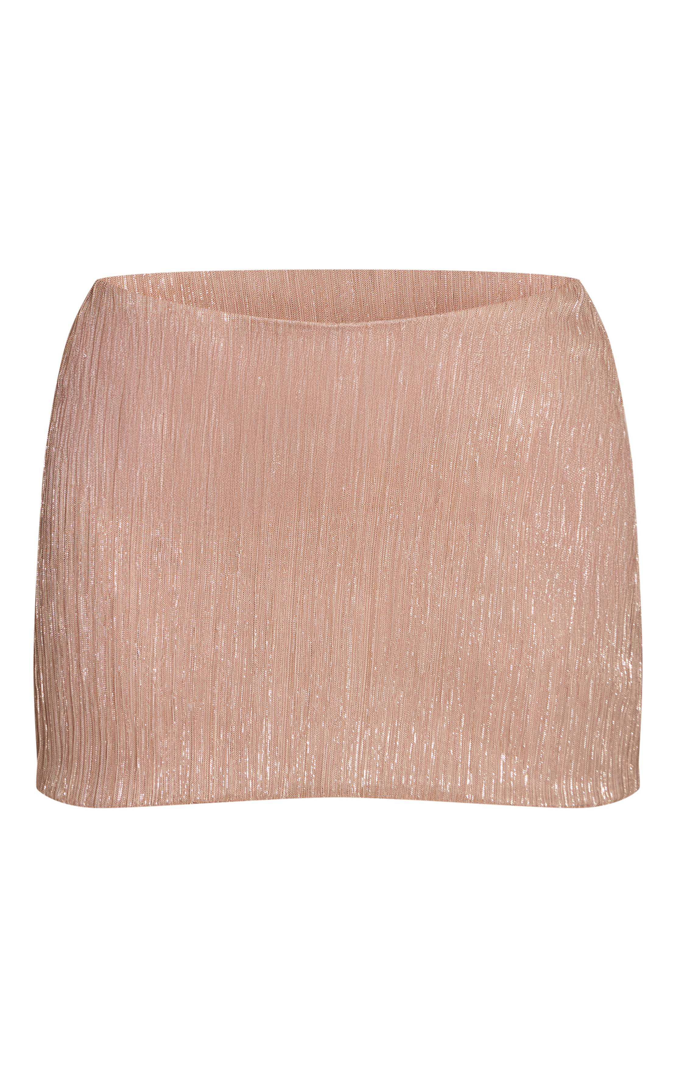 Doré Mini-jupe À Paillettes Texturées Avec Taille Repliée Coordonnée