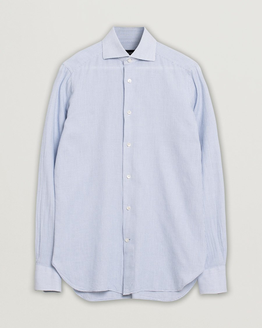 Ermenegildo Zegna Slim Fit Cotton Blend Shirt Light Blue Check 38 - S