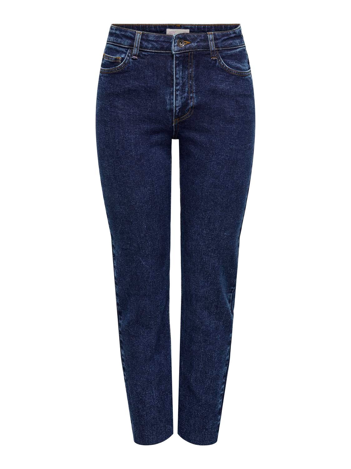 JDYLULLU Hohe Taille Gerade geschnitten Jeans Dark Blue Denim