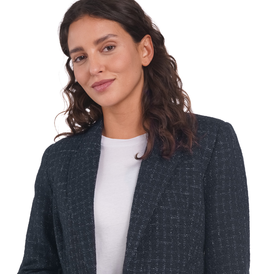 Gina Benotti Damen Blazer in Bouclé-Optik dunkelblau