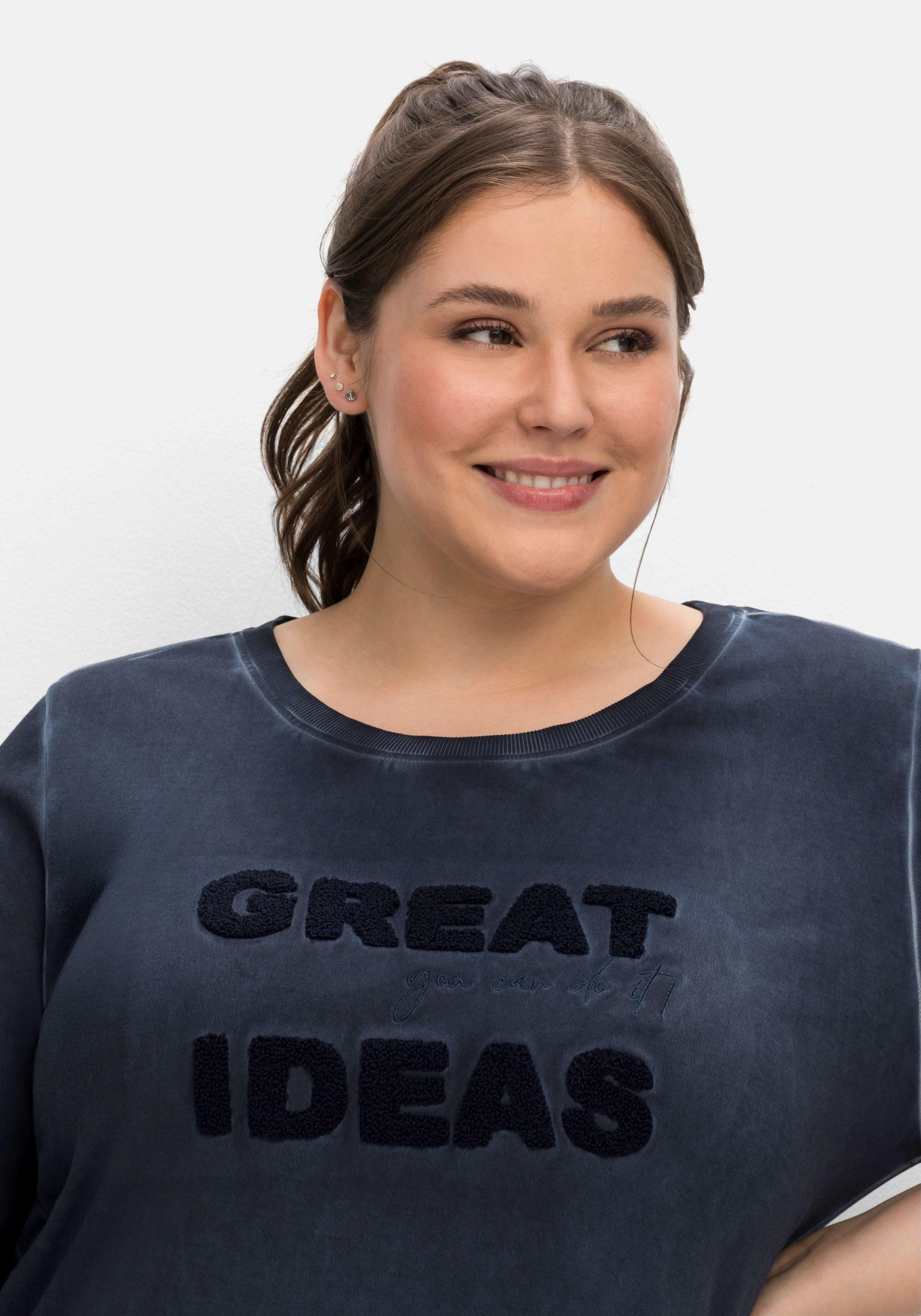 Shirt mit 3/4-Arm und Teddy-Stickerei vorn