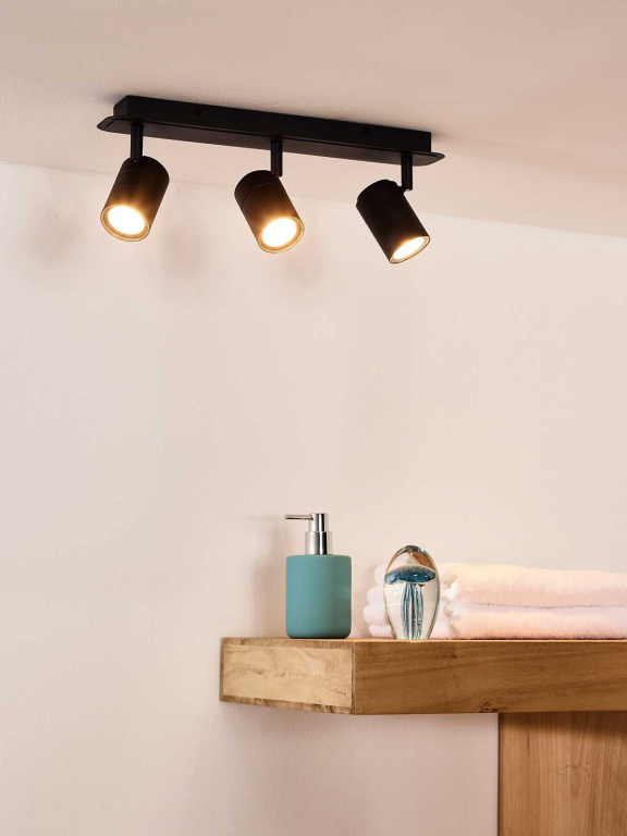 Lucide Lennert 3 spot LED badkamer IP44 zwart