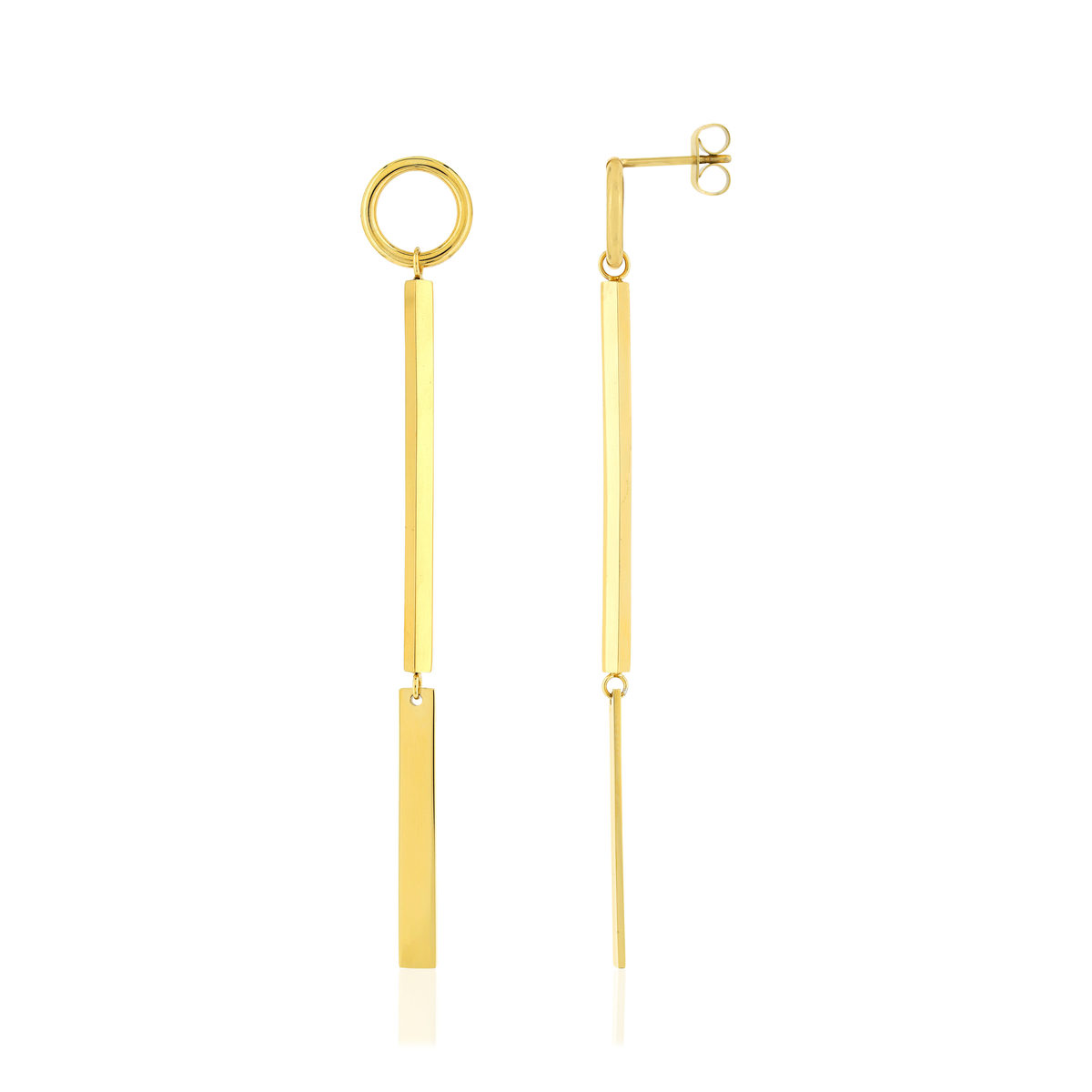 Boucles d'oreilles pendant acier jaune