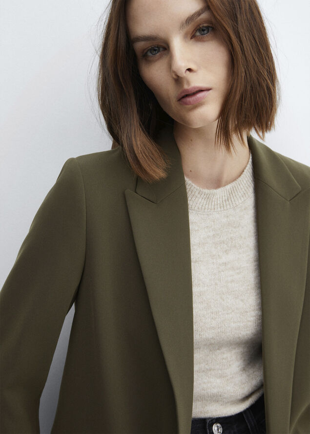 MANGO Turn-down sleeve blazer Beige - khaki