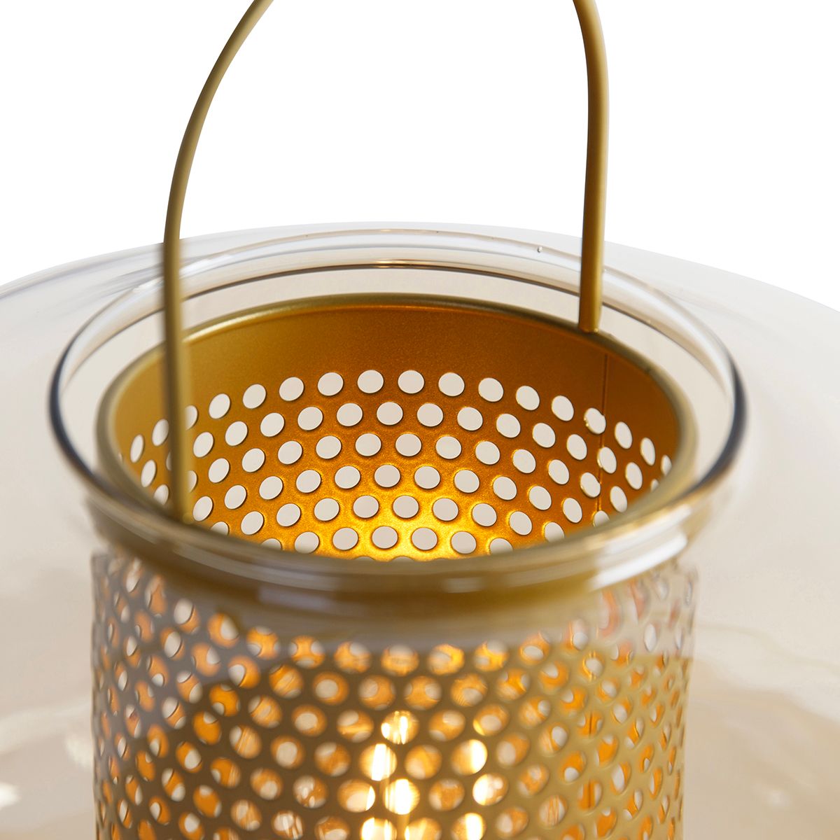 Art deco tafellamp goud met amber glas 30 cm - Kevin