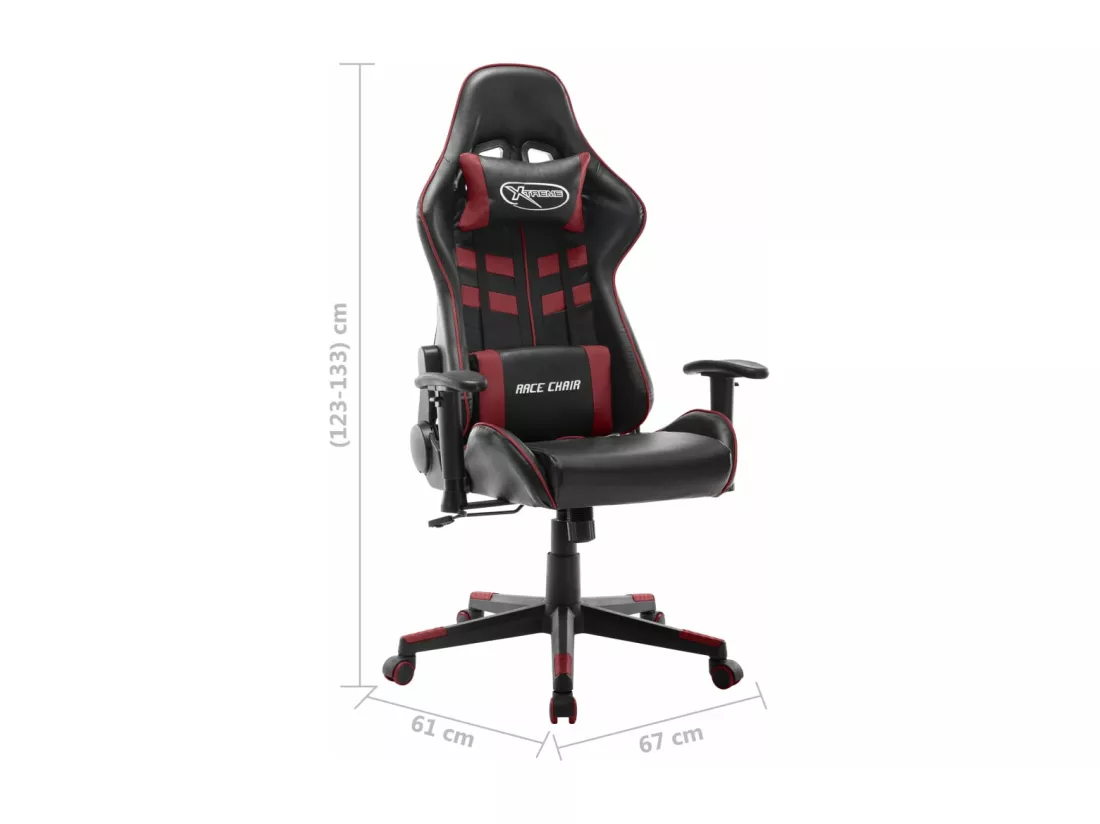 Chaise de jeu Noir et rouge bordeaux Cuir artificiel