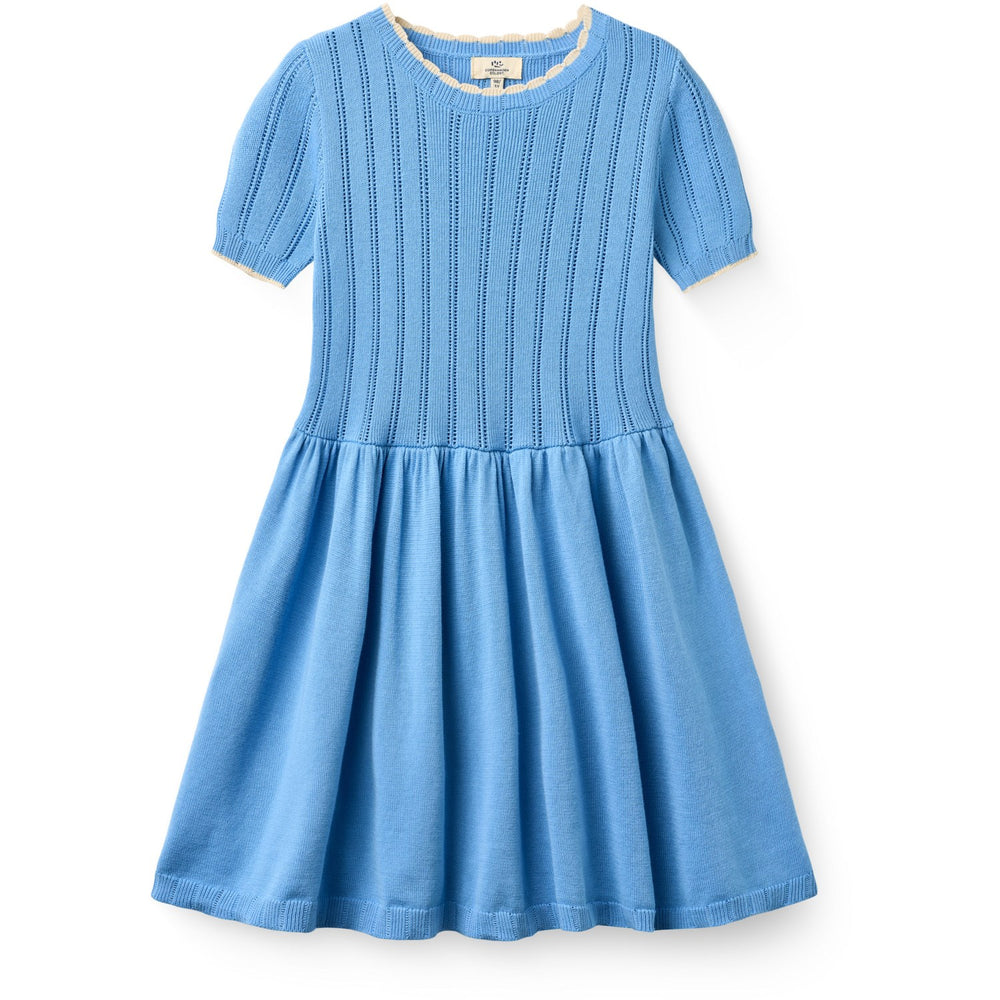 Køb COPENHAGEN COLORS Sky Blue Comb Strikket Pointelle Kjole
