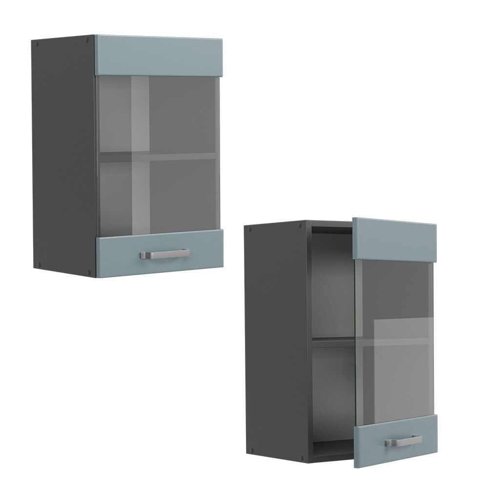 Vicco Glashängeschrank Küchenschrank R-Line Solid Anthrazit Blau Grau 40 cm modern