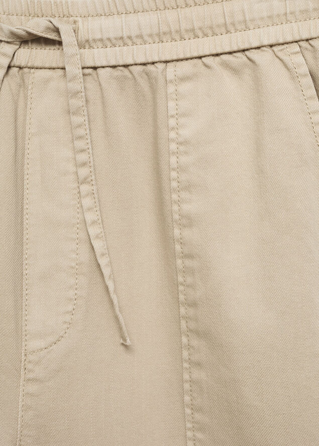 MANGO Elastic waist cotton trousers Lt pastel brown