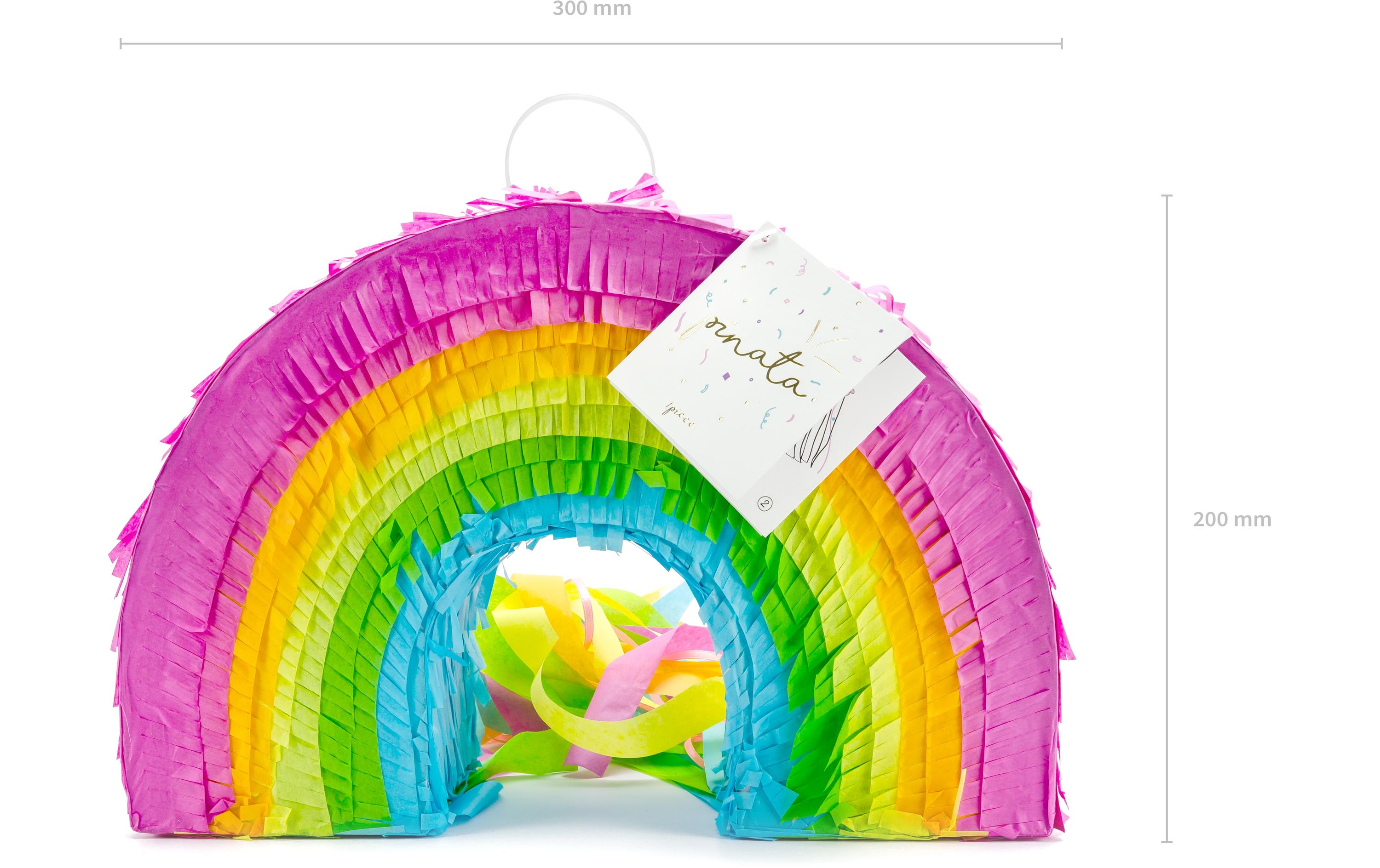 Pinata Regenbogen, 30 x 20 x 10 cm, Mehrfarbig, 1 StückPiñata zum Befüllen mit Geschenken, Süssigkeiten etc.