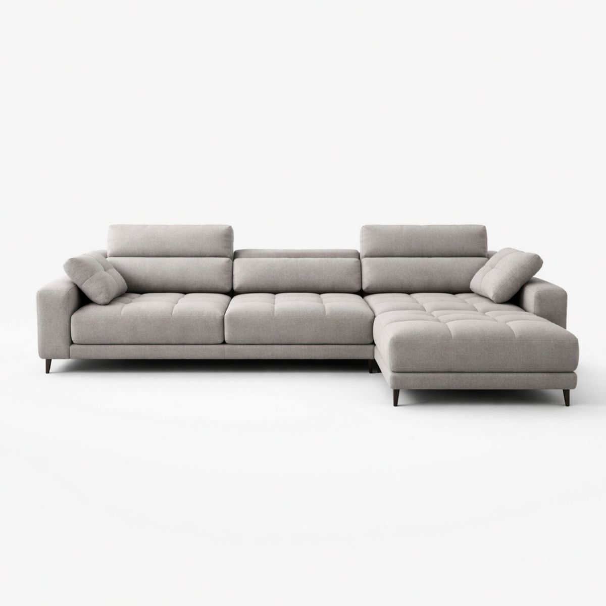 Ecksofa Grau Stoff L-Form