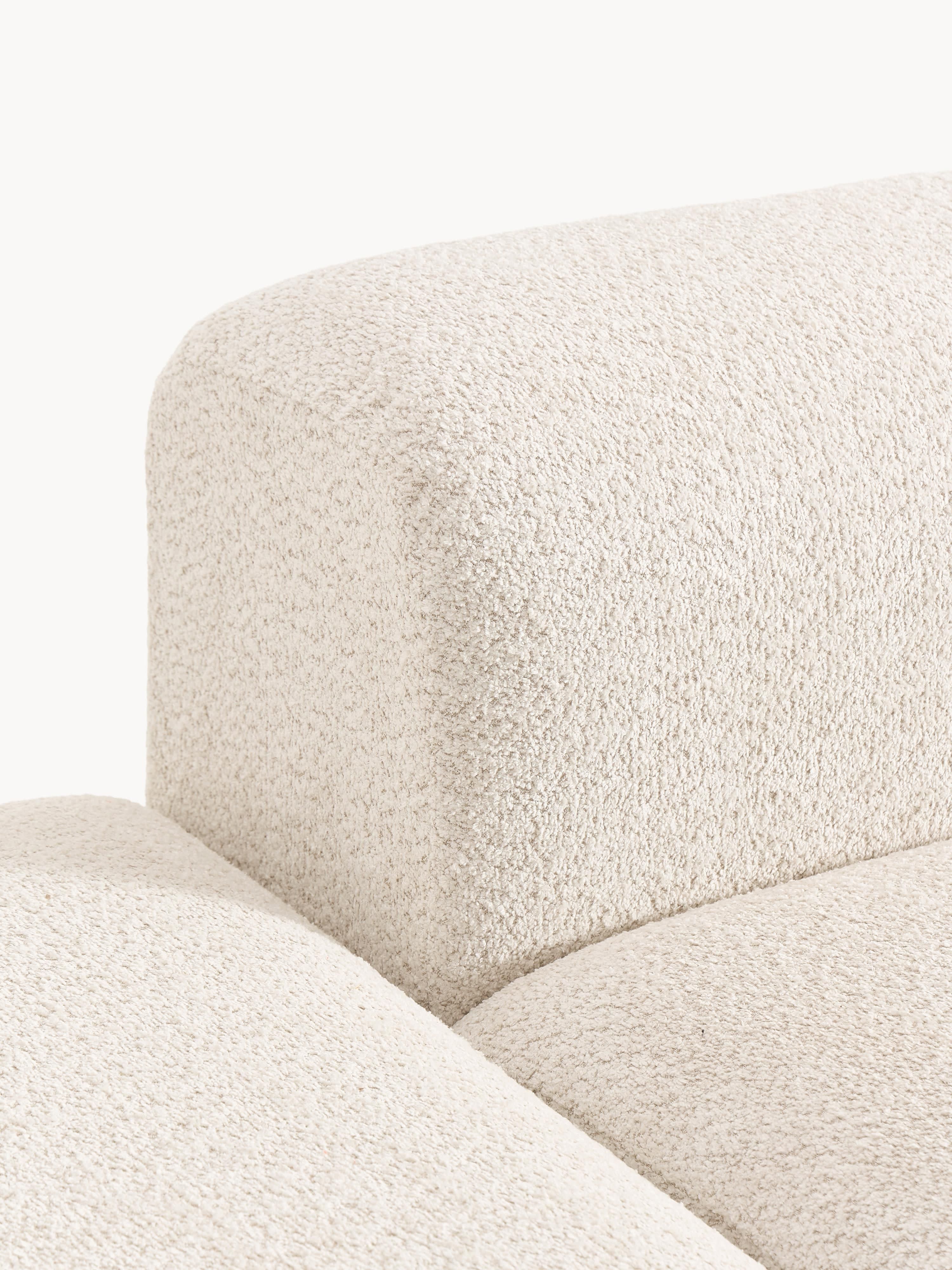 Modulaire chaise longue Natalie van teddy-bouclé met poef (links/rechts)