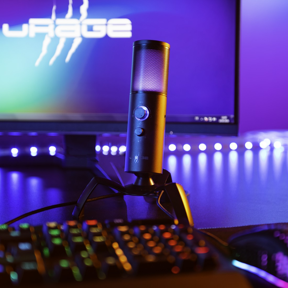 Stream 750 HD Illuminated Studio Streaming Cardioid USB Mikrofon   Dreibein Stativ Standfuss und RGB Beleuchtung (00186059) - Schwarz