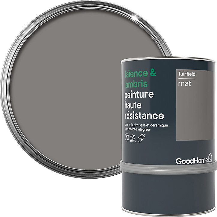 Peinture haute résistance carrelage mural et lambris GoodHome gris Fairfield mat 0,75L