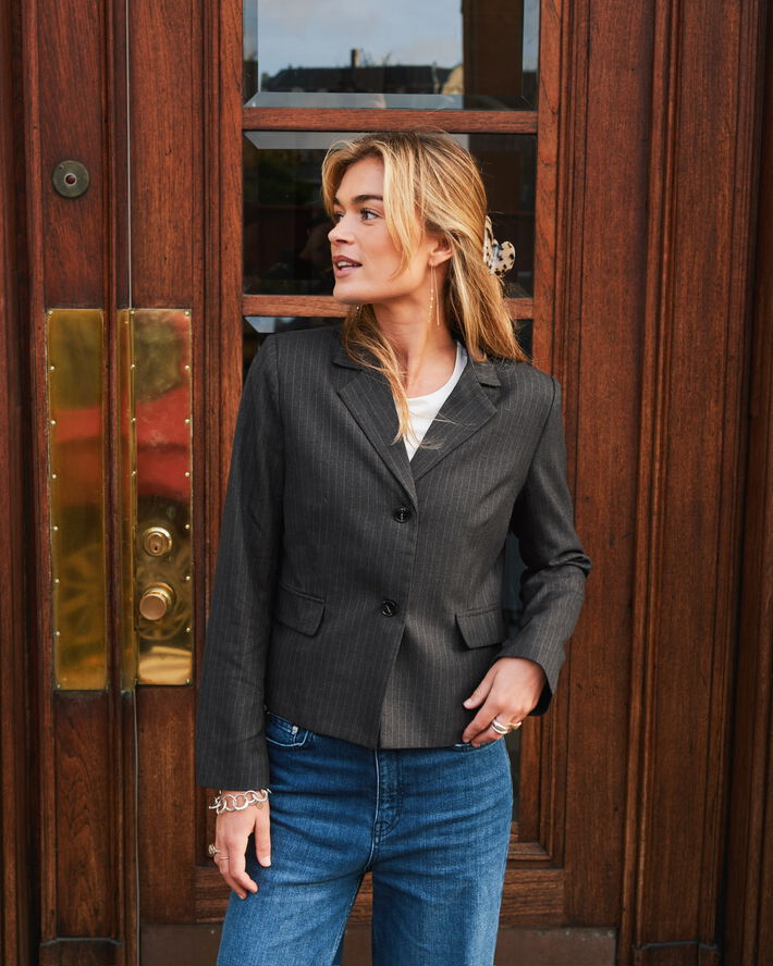 Neo Noir Djarla Pinstripe Blazer Antracit