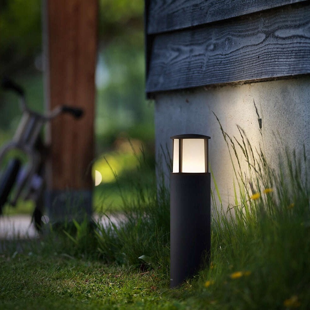 Stijlvolle LED-padverlichtingsstaaf van aluminium in antraciet, hoogte 440 mm