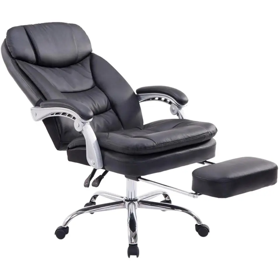 CLP Bureaustoel XL Troy chroom Frame - Kunstleer - zwart