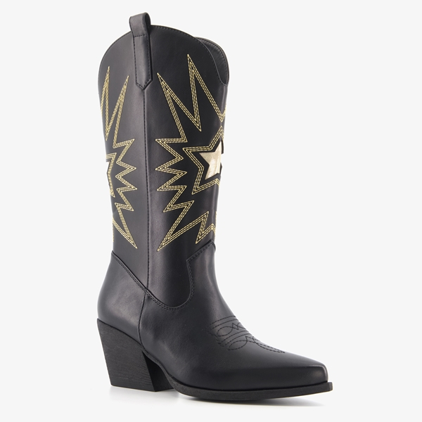 Blue Box dames western laarzen zwart goud