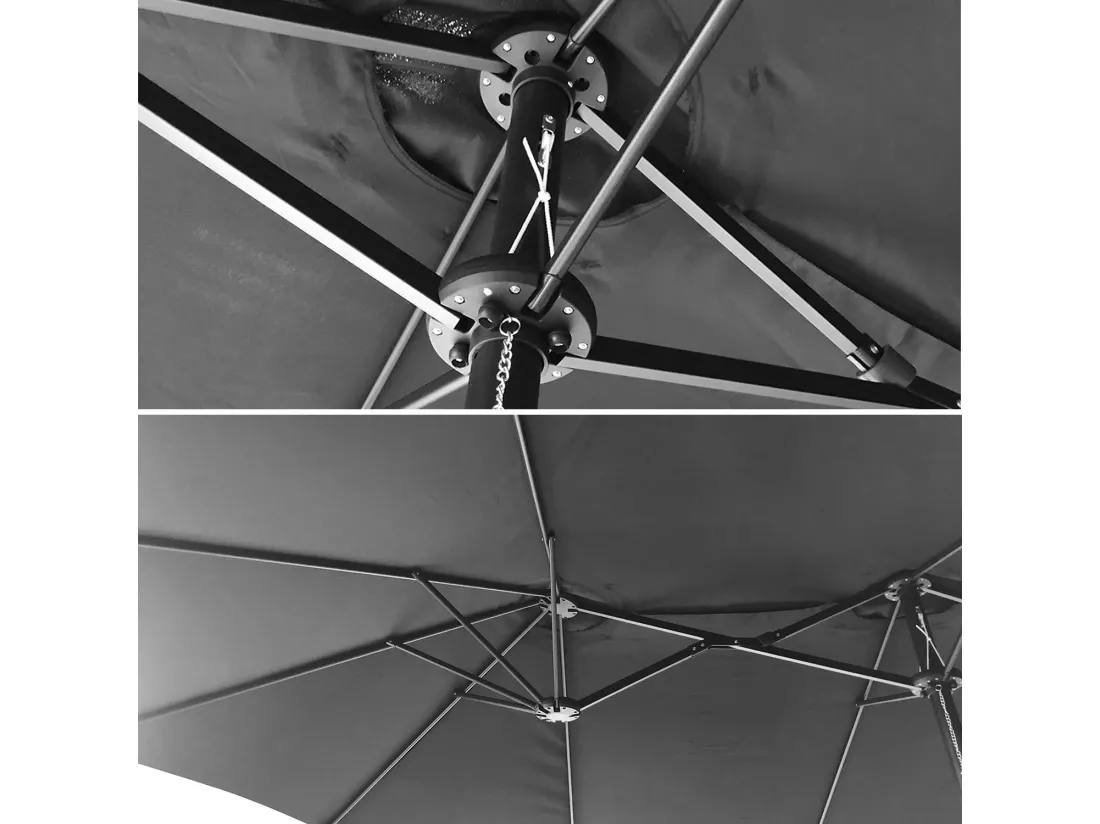 Parasol double 2,7x4,6m LINAI gris - HAPPY GARDEN