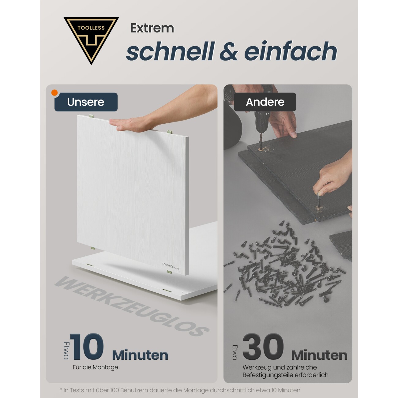 SONGMICS HOME Katzenklo-Schrank werkzeuglose Montage Push-to-Open Türen weiß