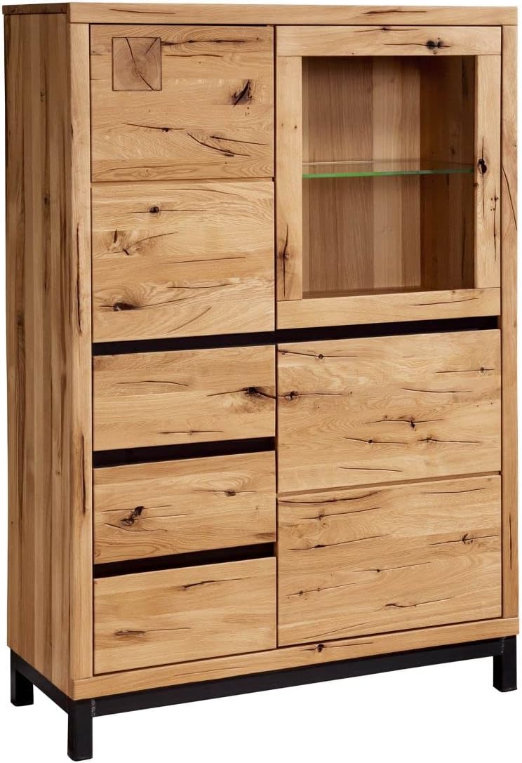 MASSIVMOEBEL24.DE VILLANDERS Highboard 103x40x148 Wildeiche geölt, Farbe:Natur geölt, Größe:103x40x148 cm (BxTxH)