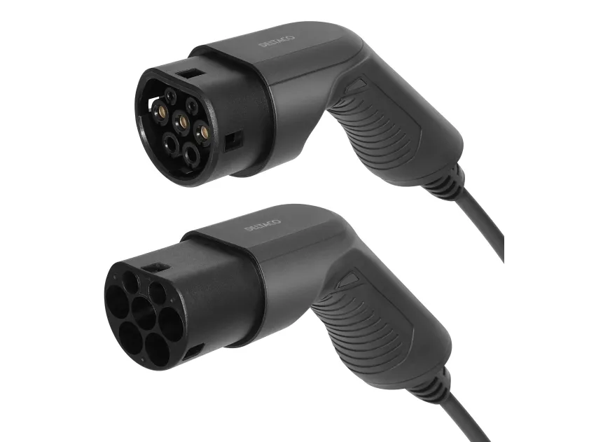 DELTACO e-Charge spiral ladekabel til elbil type 2 stik - 16A - Optil 11 kW - 3-5 meter