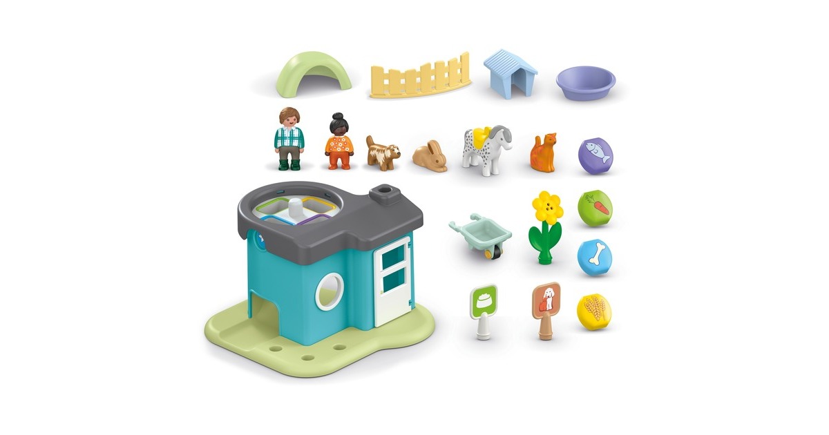PLAYMOBILJunior - Dierenpension met voedseldispenser Constructiespeelgoed  (71690)
