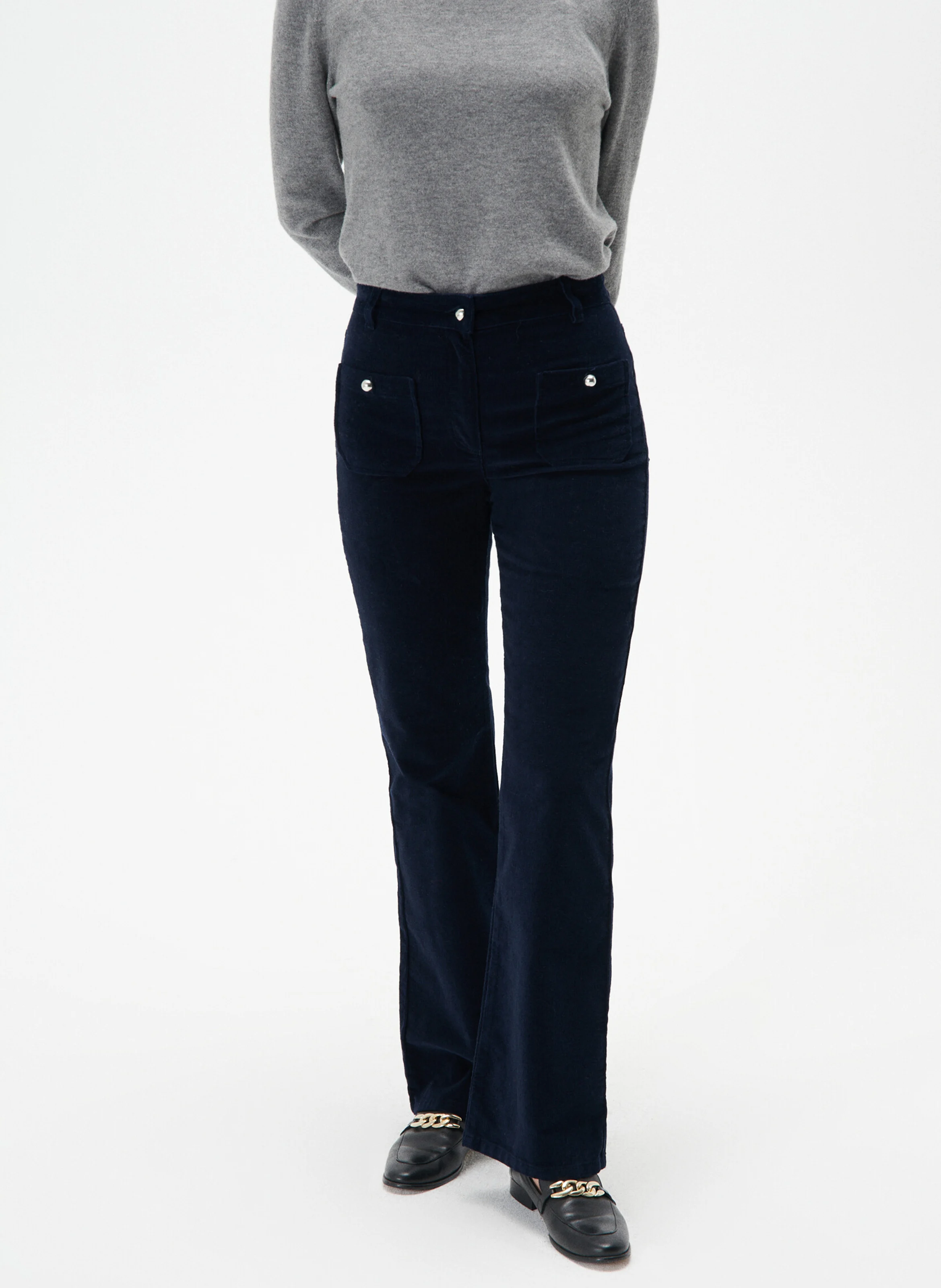 PELLEY - Pantalon bootcut en velours| Bleu