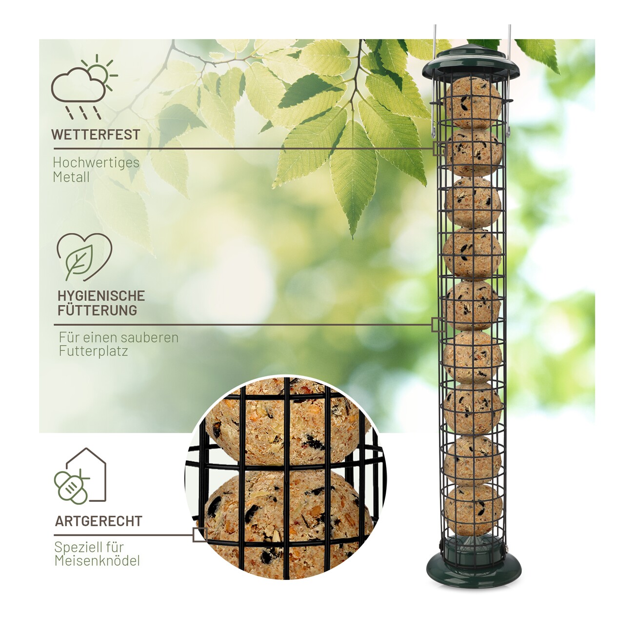 wildtier liebe Meisenknödelhalter 52cm, Grün