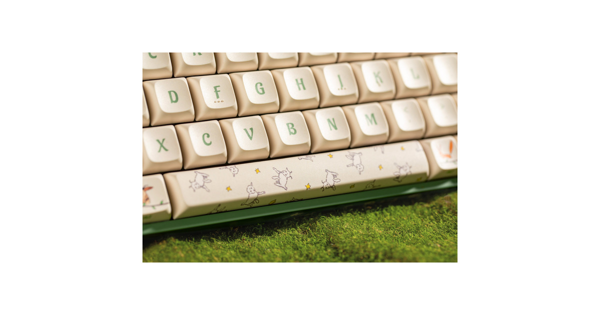 IqunixF97 Floral Date, gaming toetsenbord  (Groen/wit, US lay-out, Gateron Red, RGB leds, 96%, Hot-swappable, PBT, 2.4GHz | Bluetooth 5.1 | USB-C)