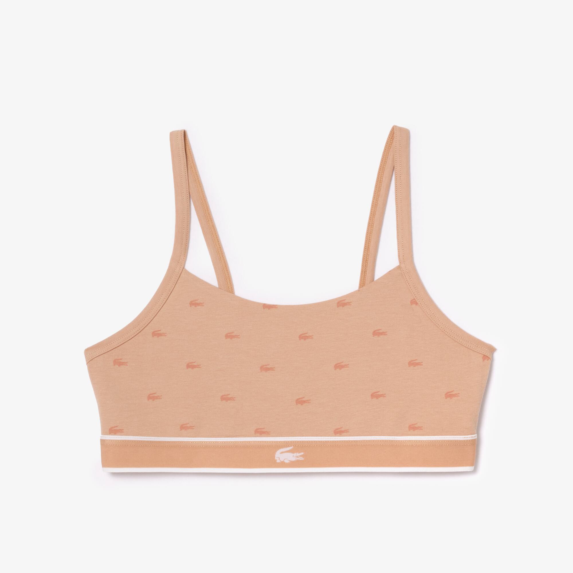 Brassière avec imprimé crocodile en coton stretch Brassières - Rose - Lacoste - Femme